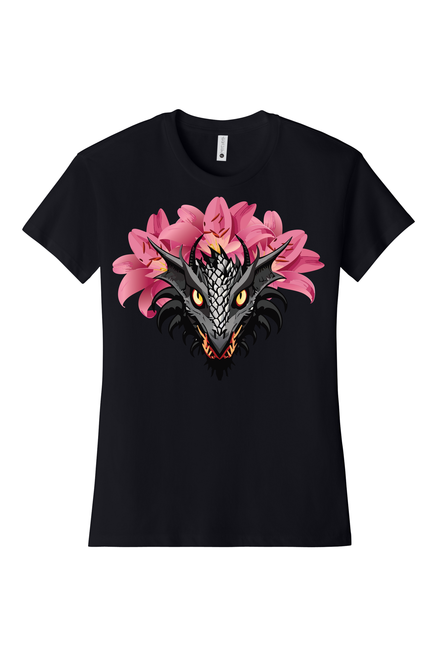 Dragon With Pink Lilies Women's T-Shirt