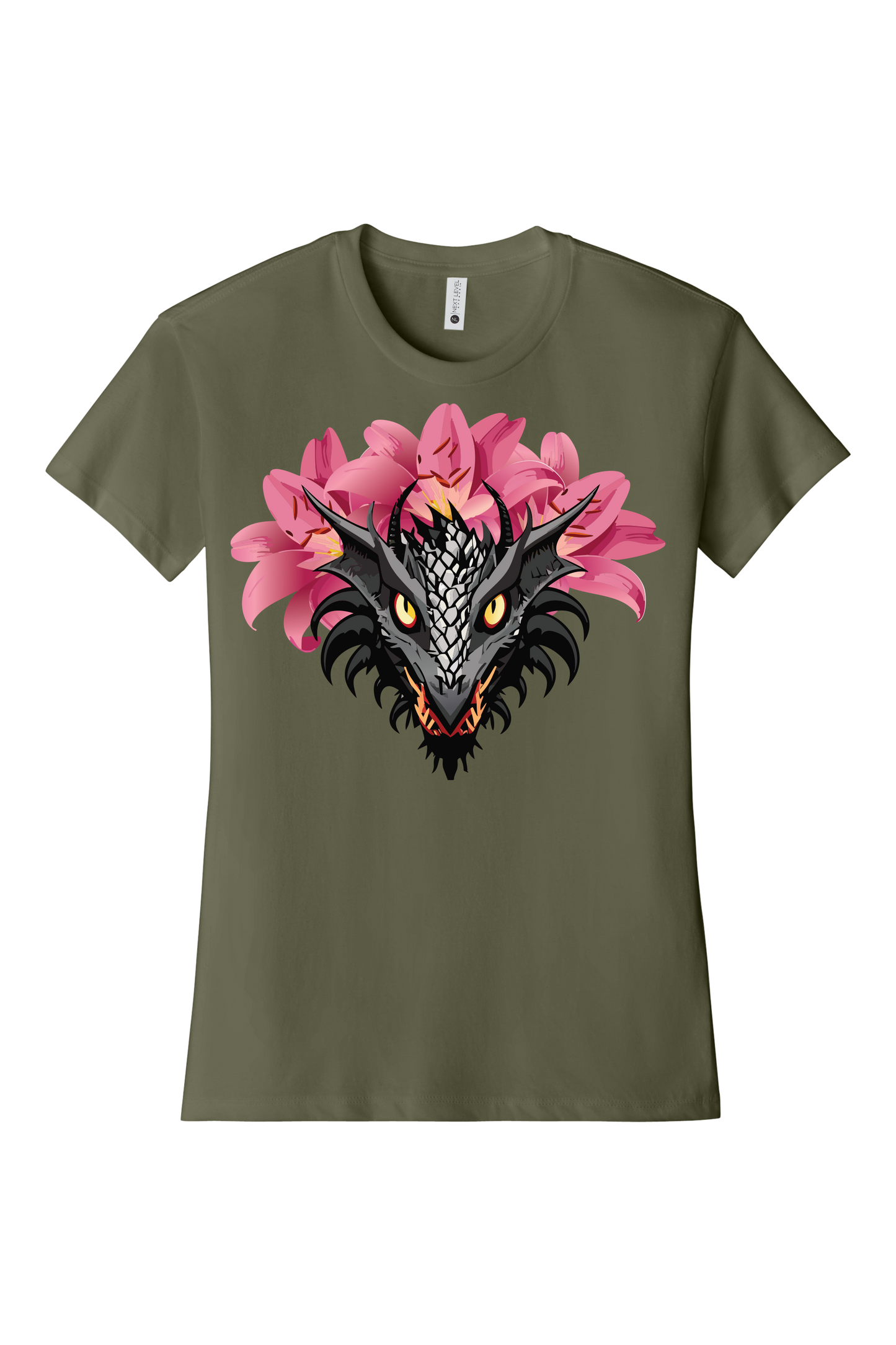 Dragon With Pink Lilies Women's T-Shirt