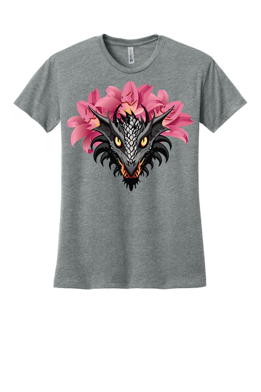 Dragon With Pink Lilies Women's T-Shirt